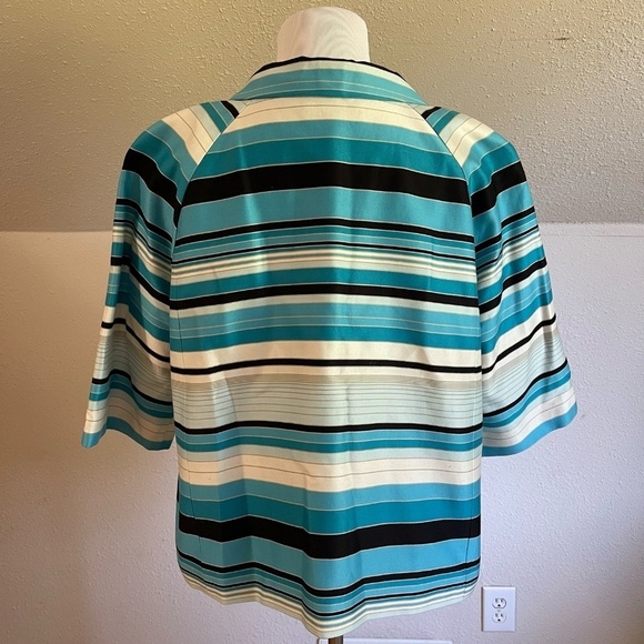Turquoise/White Striped Talbots Blazer - Picture 3 of 5